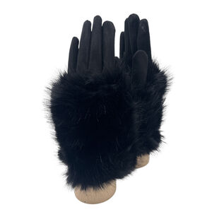 Gants élégants en suédine pour femme avec fausse fourrure