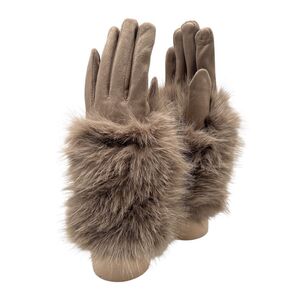Gants élégants en suédine pour femme avec fausse fourrure