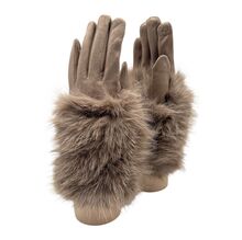 Gants élégants en suédine pour femme avec fausse fourrure