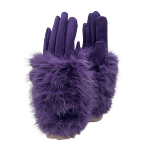 Gants élégants en suédine pour femme avec fausse fourrure