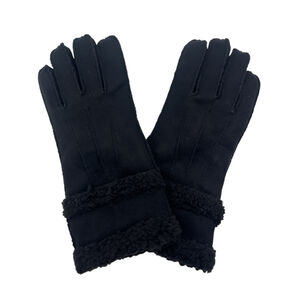 Gants en imitation daim avec fausse fourrure bouclée effet mouton