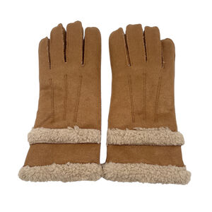 Gants en imitation daim avec fausse fourrure bouclée effet mouton