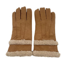 Gants en imitation daim avec fausse fourrure bouclée effet mouton