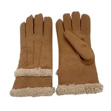 Gants en imitation daim avec fausse fourrure bouclée effet mouton