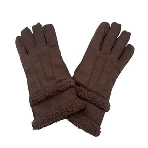 Gants en imitation daim avec fausse fourrure bouclée effet mouton