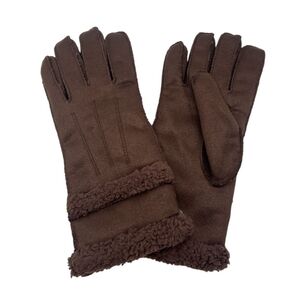 Gants en imitation daim avec fausse fourrure bouclée effet mouton