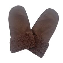 Moufles en simili daim à large revers de bouclette imitation mouton