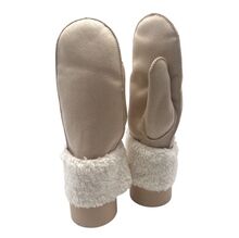 Moufles en simili daim à large revers de bouclette imitation mouton