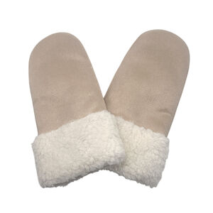 Moufles en simili daim à large revers de bouclette imitation mouton