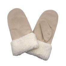 Moufles en simili daim à large revers de bouclette imitation mouton