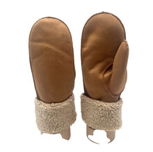 Moufles en simili daim à large revers de bouclette imitation mouton