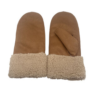 Moufles en simili daim à large revers de bouclette imitation mouton