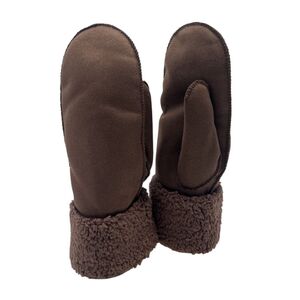 Moufles en simili daim à large revers de bouclette imitation mouton