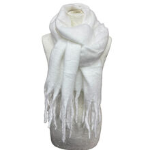 Écharpe chaude au tissage épais uni à grosses franges - 3 pièces