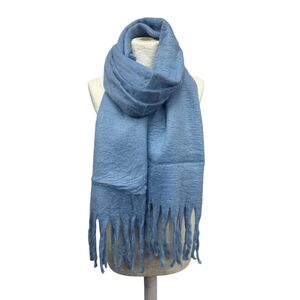 Écharpe chaude au tissage épais uni à grosses franges - 3 pièces