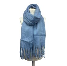 Écharpe chaude au tissage épais uni à grosses franges - 3 pièces