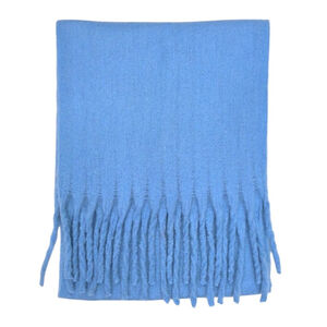 Écharpe chaude au tissage épais uni à grosses franges - 3 pièces