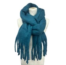 Écharpe chaude au tissage épais uni à grosses franges - 3 pièces