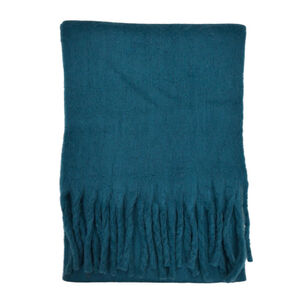 Écharpe chaude au tissage épais uni à grosses franges - 3 pièces