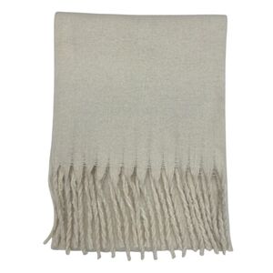 Écharpe chaude au tissage épais uni à grosses franges - 3 pièces