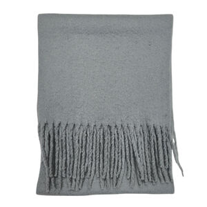 Écharpe chaude au tissage épais uni à grosses franges - 3 pièces