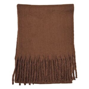 Écharpe chaude au tissage épais uni à grosses franges - 3 pièces