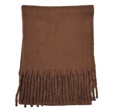 Écharpe chaude au tissage épais uni à grosses franges - 3 pièces