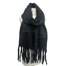 Écharpe chaude au tissage épais uni à grosses franges - 3 pièces