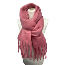 Écharpe chaude au tissage épais uni à grosses franges - 3 pièces