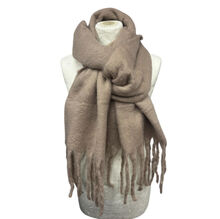 Écharpe chaude au tissage épais uni à grosses franges - 3 pièces