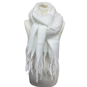 Écharpe chaude au tissage épais uni à grosses franges - 12 pièces