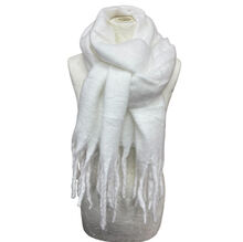 Écharpe chaude au tissage épais uni à grosses franges - 12 pièces