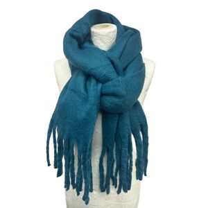 Écharpe chaude au tissage épais uni à grosses franges - 12 pièces