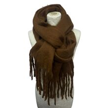 Écharpe chaude au tissage épais uni à grosses franges - 12 pièces