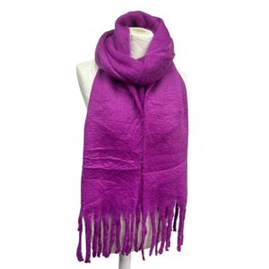 Écharpe chaude au tissage épais uni à grosses franges - 12 pièces