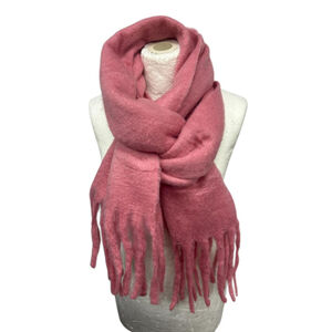 Écharpe chaude au tissage épais uni à grosses franges - 12 pièces