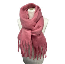 Écharpe chaude au tissage épais uni à grosses franges - 12 pièces