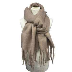 Écharpe chaude au tissage épais uni à grosses franges - 12 pièces