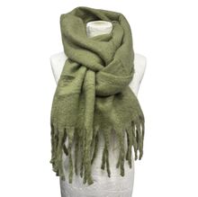 Écharpe chaude au tissage épais uni à grosses franges - 12 pièces