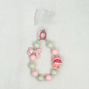 Dragonne de téléphone en perles avec nœud et breloque de style kawaii