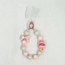 Dragonne de téléphone en perles avec nœud et breloque de style kawaii