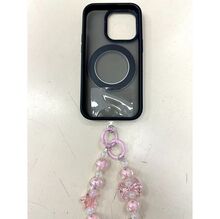 Dragonne de téléphone en perles brillantes et papillon irisé lumineux