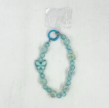 Dragonne de téléphone en perles brillantes et papillon irisé lumineux