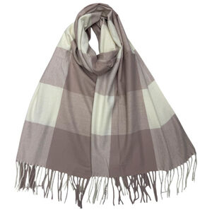 Écharpe imprimée carreaux colorés avec des franges - 3 pièces