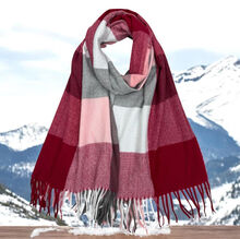 Écharpe imprimée carreaux colorés avec des franges - 3 pièces