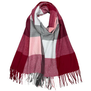 Écharpe imprimée carreaux colorés avec des franges - 3 pièces