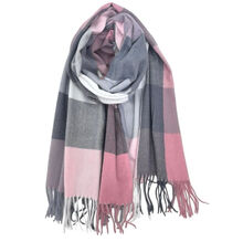 Écharpe imprimée carreaux colorés avec des franges - 3 pièces