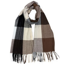 Écharpe imprimée carreaux colorés avec des franges - 12 pièces