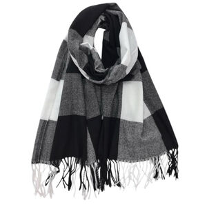 Écharpe imprimée carreaux colorés avec des franges - 12 pièces