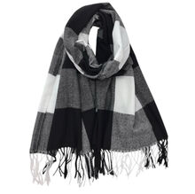 Écharpe imprimée carreaux colorés avec des franges - 12 pièces